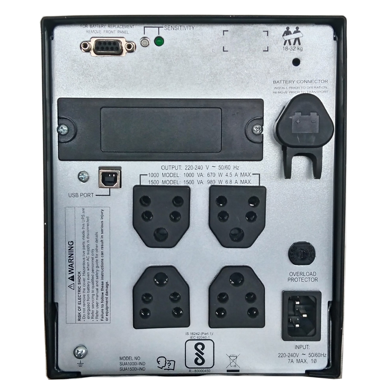 APC SUA1500I-IND Smart-UPS 1500VA USB & Serial 230V, India Specific
