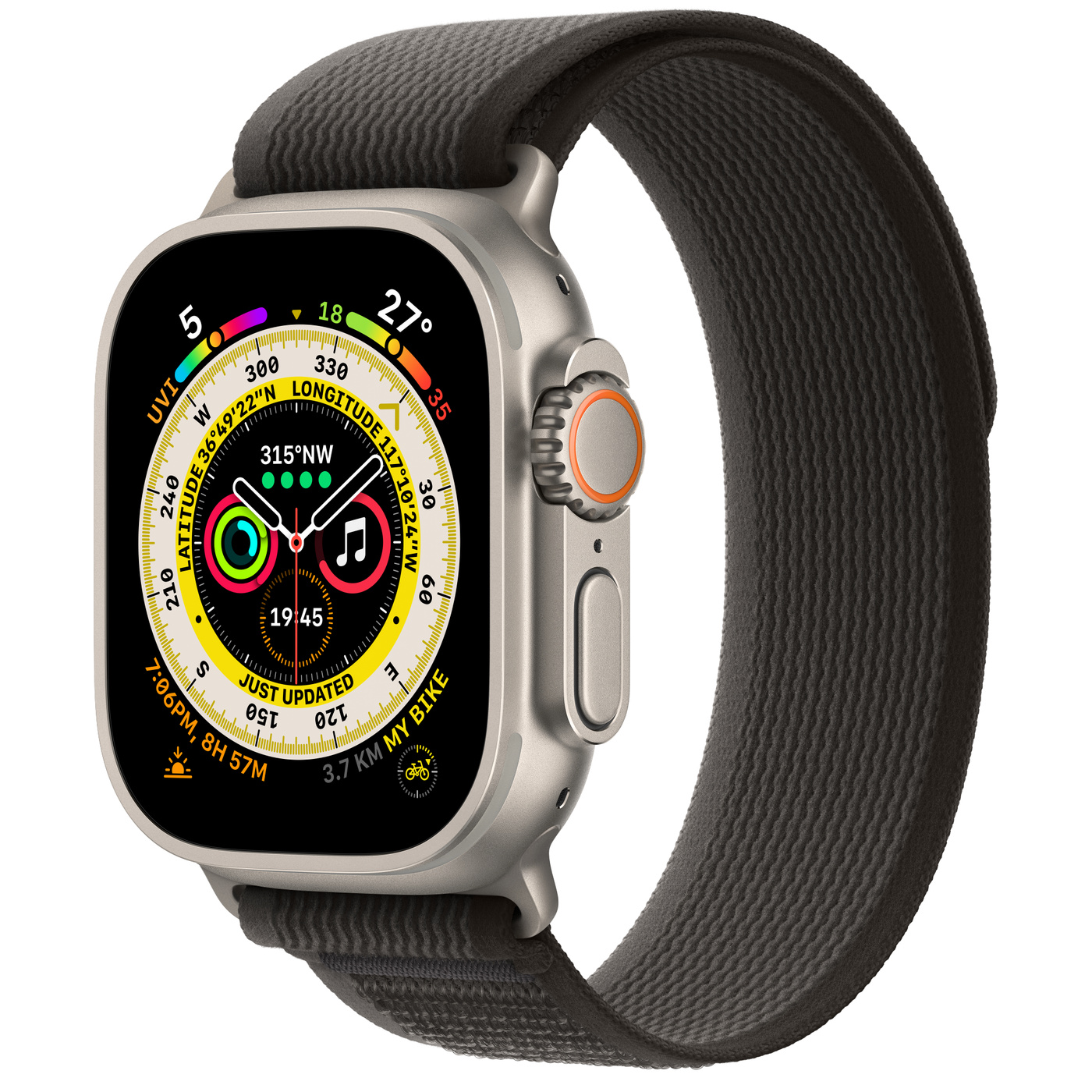 Apple Watch Ultra Titanium Case 49 with (S/M) Black/Grey Trail