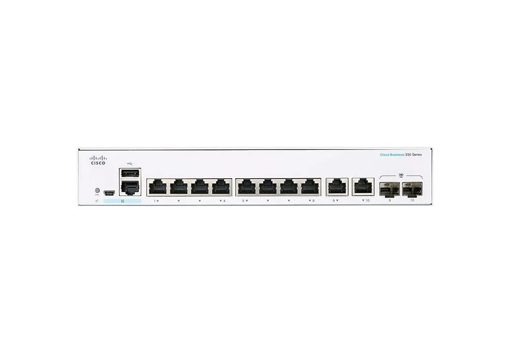 Cisco CBS350-8T-E-2G-IN Business 350 Series Managed Rack Mountable Switch, 8-Port GE, Extended PS, 2x1G Combo