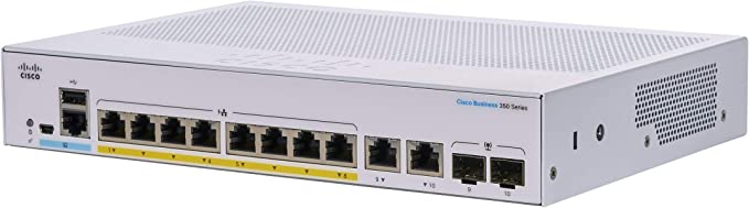 Cisco CBS350-8FP-E-2G-IN Managed Switch, 8 Port GE, Full PoE, 2x1G Combo