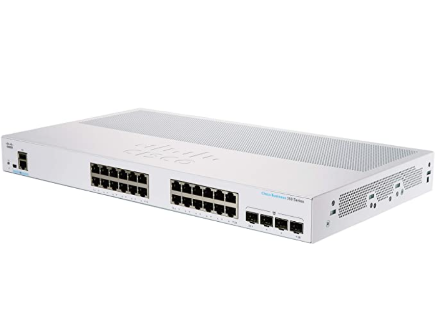 CISCO CBS350-24T-4X-IN CBS Layer 2 switching, VLAN support, Spanning Tree Protocol (STP), advanced threat protection, IPv6 first-hop security, quality of service (QoS), sFlow, dynamic routing