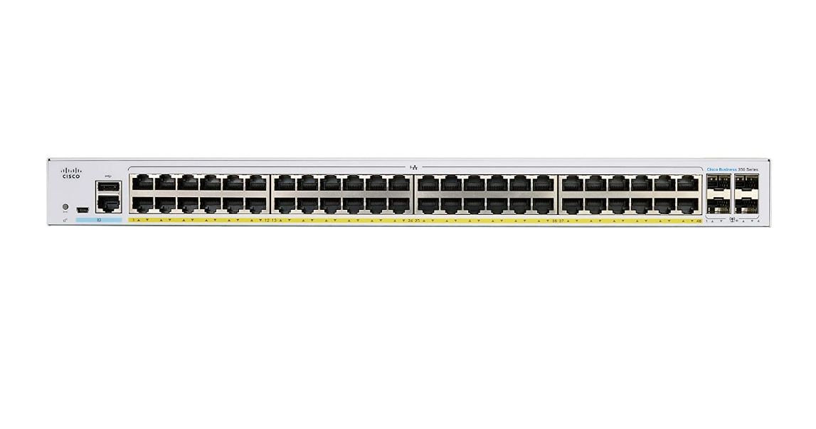 CISCO CBS350-48FP-4G-IN CBS Layer 2 switching, VLAN support, Spanning Tree Protocol (STP), advanced threat protection, IPv6 first-hop security, quality of service (QoS), sFlow, dynamic routing