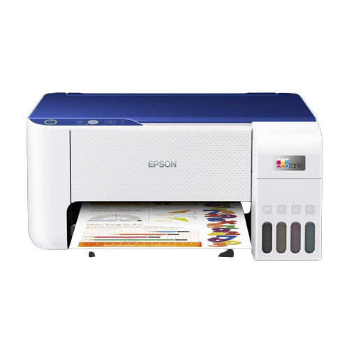 Epson C11CJ67512 EcoTank L3255 Wireless Color All-in-One Inkjet Printer, Flat Bed Scanner - White/Blue