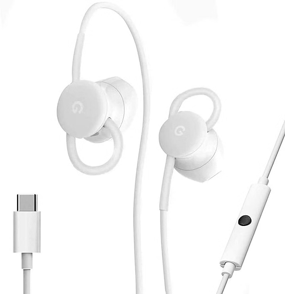 Google GA00485-US USB-C Wired Digital Earbud Headset for Pixel Phones - White
