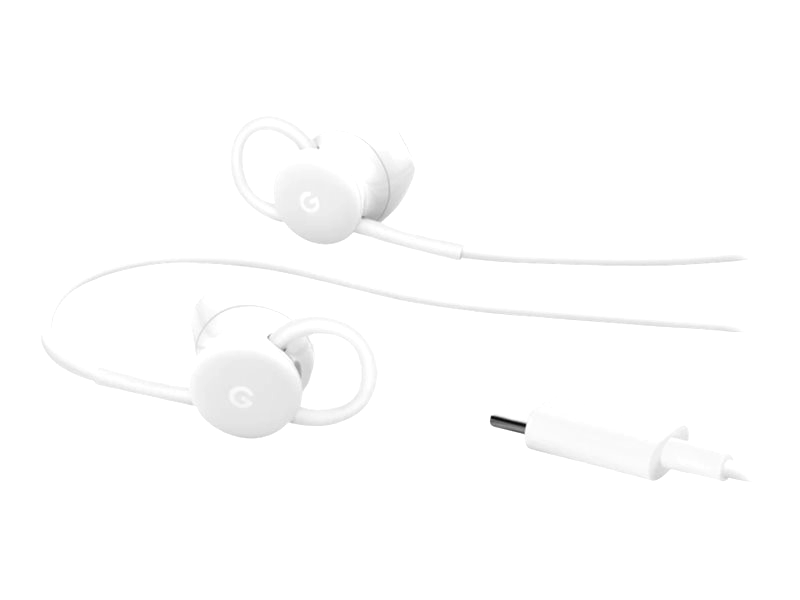 Google GA00485-US USB-C Wired Digital Earbud Headset with mic for Pixel Phones - White