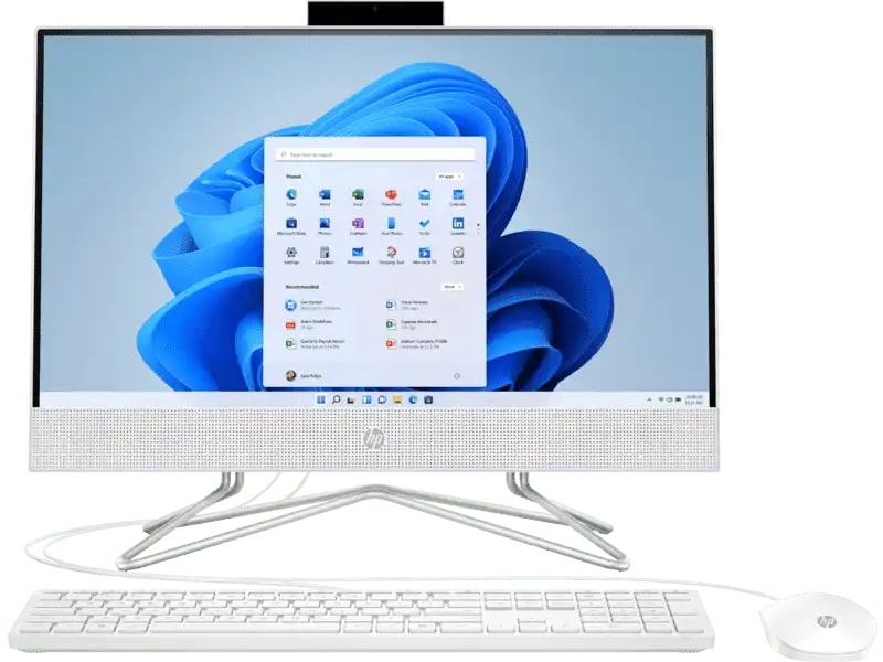 HP 22-dd2342 All-in-One Desktop PC, Intel Celeron processor, 4 GB DDR4, 1 TB HDD, Intel UHD Graphics 600, 21.5" FHD Display, 5.7 kg, Windows 11 Home, White