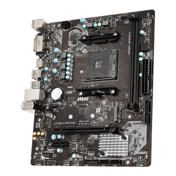 MSI A320M-A PRO AMD PCIe 3.0 DDR4 m-ATX Motherboard with USB 3.2 Gen1 HDMI DVI-D