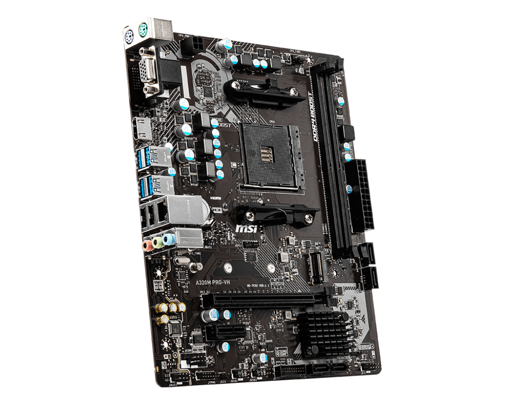 MSI Motherboard ( A320M PRO-VH) AMD A320 Chipset, 1x M.2 Gen3 x4 slot, 4x SATA 6Gb/s ports