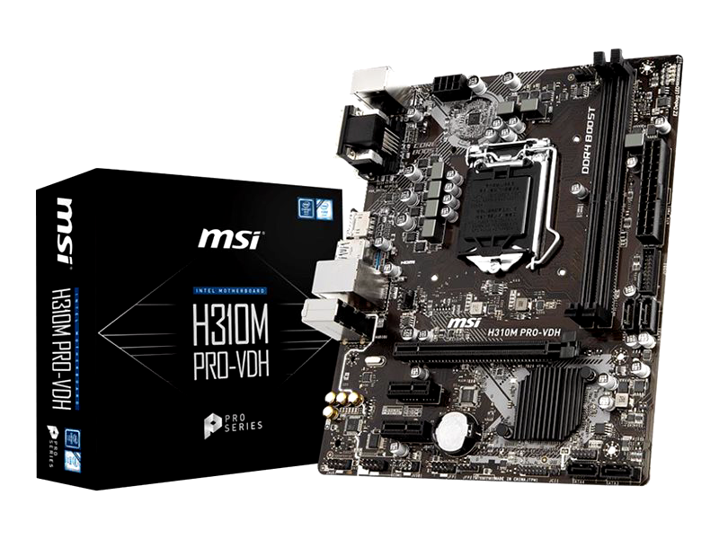 MSI H310M PRO-VDH Plus for 9th Gen / 8th Gen IntelÂ® Coreâ„¢ / PentiumÂ® Gold/CeleronÂ® Processors for LGA 1151 Socket (D-Sub DVI HDMI Onboard Graphics Micro ATX Motherboard)