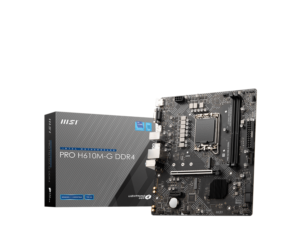 MSI Motherboard ( PRO H610M-G WIFI DDR4 ) Intel H610 Chipset, 1x M.2 Gen3 x4 32Gbps slot 4x SATA 6Gb/s ports