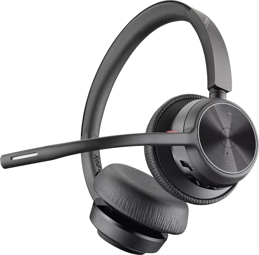 Poly by Plantronics Voyager 4320 UC (218475-02, Black) Bluetooth Wireless Over Ear Headphones with mic, Connect to PC/Mac via USB-A Bluetooth Adapter